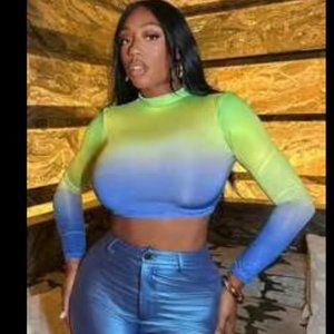 Ombre Mock Neck Crop Top